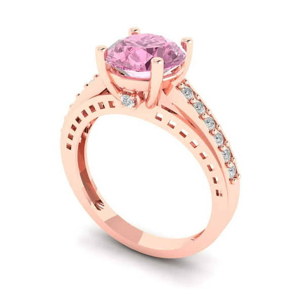2.21ct round cut pink Zircon 18k rose gold Bridal Wedding Engagement Promise Anniversary Ring for Women size 7