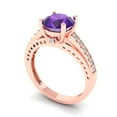 thumbnail image 1 of 2.21ct round cut purple natural amethyst 14k rose gold Bridal Wedding Engagement Promise Anniversary Ring for Women size 9.5, 1 of 7
