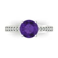 thumbnail image 1 of Clara Pucci 14K White Gold Solid Gold Amethyst Solitaire with Accents Anniversary Ring for Women - 2.21 cttw Round Cut, 1 of 8