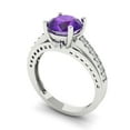 thumbnail image 1 of 2.21ct round cut purple natural amethyst 14k white gold Bridal Wedding Engagement Promise Anniversary Ring for Women size 10.5, 1 of 7