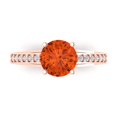 thumbnail image 1 of Clara Pucci 14K Rose Gold Solid Gold Red Solitaire with Accents Anniversary Ring for Women - 2.21 cttw Round Cut, 1 of 8
