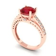 thumbnail image 1 of 2.21ct round cut red ruby 14k rose gold Bridal Wedding Engagement Promise Anniversary Ring for Women size 6.75, 1 of 7