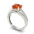 thumbnail image 1 of 2.21ct round cut red Zircon 18k white gold Bridal Wedding Engagement Promise Anniversary Ring for Women size 9, 1 of 7
