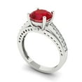 thumbnail image 1 of 2.21ct round cut red ruby 14k white gold Bridal Wedding Engagement Promise Anniversary Ring for Women size 5.5, 1 of 7