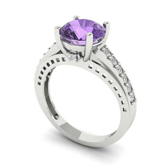 2.21ct round cut alexandrite 14k white gold Bridal Wedding Engagement Promise Anniversary Ring for Women size 9