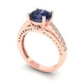 thumbnail image 1 of 2.21ct round cut blue sapphire 14k rose gold Bridal Wedding Engagement Promise Anniversary Ring for Women size 6.75, 1 of 7