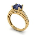 thumbnail image 1 of 2.21ct round cut blue sapphire 14k yellow gold Bridal Wedding Engagement Promise Anniversary Ring for Women size 6.5, 1 of 7