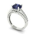 thumbnail image 1 of 2.21ct round cut blue sapphire 18k white gold Bridal Wedding Engagement Promise Anniversary Ring for Women size 9.75, 1 of 7