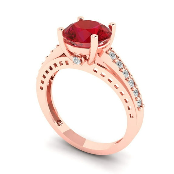 2.21ct round cut tourmaline 18k rose gold Bridal Wedding Engagement Promise Anniversary Ring for Women size 8.25
