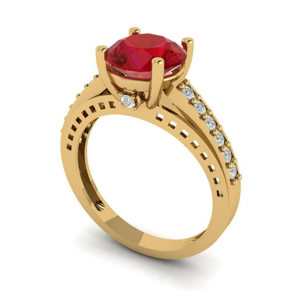 2.21ct round cut tourmaline 18k yellow gold Bridal Wedding Engagement Promise Anniversary Ring for Women size 6.25
