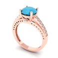 thumbnail image 1 of 2.21ct round cut turquoise 14k rose gold Bridal Wedding Engagement Promise Anniversary Ring for Women size 5.25, 1 of 7