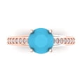 thumbnail image 1 of 2.21ct round cut turquoise 14k rose gold Bridal Wedding Engagement Promise Anniversary Ring for Women size 9.5, 1 of 8
