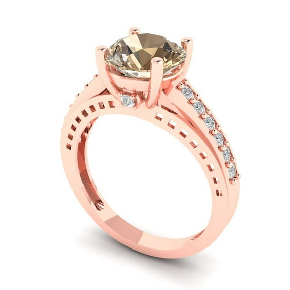 2.21ct round cut yellow moissanite 18k rose gold Bridal Wedding Engagement Promise Anniversary Ring for Women size 6.75