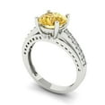 thumbnail image 1 of 2.21ct round cut yellow Zircon 18k white gold Bridal Wedding Engagement Promise Anniversary Ring for Women size 4, 1 of 7