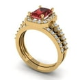 thumbnail image 1 of 2.22 ct Brilliant Emerald Cut Natural Garnet 14k Yellow Gold Halo Solitaire with Accents Engagement Bridal Wedding Ring Band Set size 8, 1 of 7