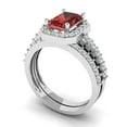 thumbnail image 1 of 2.22 ct Brilliant Emerald Cut Natural Garnet 18K White Gold Halo Solitaire with Accents Engagement Bridal Wedding Ring Band Set size 5, 1 of 7
