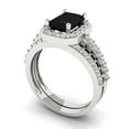 thumbnail image 1 of 2.22 ct Brilliant Emerald Cut Natural Onyx 14k White Gold Halo Solitaire with Accents Engagement Bridal Wedding Ring Band Set size 5.5, 1 of 7