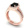 thumbnail image 1 of 2.22 ct Brilliant Emerald Cut Natural Onyx 18K Rose Gold Halo Solitaire with Accents Engagement Bridal Wedding Ring Band Set size 10.25, 1 of 7