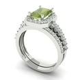 thumbnail image 1 of 2.22 ct Brilliant Emerald Cut Natural Peridot 18K White Gold Halo Solitaire with Accents Engagement Bridal Wedding Ring Band Set size 3.5, 1 of 7