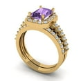 thumbnail image 1 of 2.22 ct Brilliant Emerald Cut Alexandrite 18K Yellow Gold Halo Solitaire with Accents Engagement Bridal Wedding Ring Band Set size 4, 1 of 7