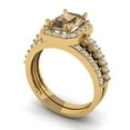 thumbnail image 1 of 2.22 ct Brilliant Emerald Cut Champagne 14k Yellow Gold Halo Solitaire with Accents Engagement Bridal Wedding Ring Band Set size 3.5, 1 of 7