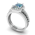 thumbnail image 1 of 2.22 ct Brilliant Emerald Cut Blue Moissanite 14k White Gold Halo Solitaire with Accents Engagement Bridal Wedding Ring Band Set size 5.75, 1 of 7