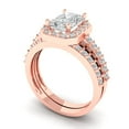 thumbnail image 1 of 2.22 ct Brilliant Emerald Cut Moissanite 14k Rose Gold Halo Solitaire with Accents Engagement Bridal Wedding Ring Band Set size 8, 1 of 7