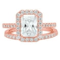 thumbnail image 1 of 2.22 ct Emerald Cut Genuine Cultured Diamond VS1-VS2 I-J 18K Rose Gold Halo Engagement Wedding Bridal Set Designer Ring bW/ Set size 6.5, 1 of 6