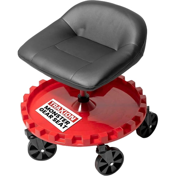 2-230 Monster Rolling Padded Mechanic Stool Seat Garage Shop Roller Work Chair with Wheels and Tool Tray, Heavy-Duty 400-lb Capacity, All-Terrain 5