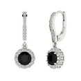 thumbnail image 1 of 14K Solid Gold Lever Back Stud Earrings for Women | 2.235 cttw Round Cut Natural Onyx | White Gold, 1 of 5