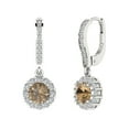 thumbnail image 1 of 14K Solid Gold Lever Back Stud Earrings for Women | 2.235 cttw Round Cut Simulated Champagne Diamond | White Gold, 1 of 5