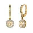 thumbnail image 1 of 14K Solid Gold Lever Back Stud Earrings for Women | 2.235 cttw Round Cut Natural Morganite | Yellow Gold, 1 of 5