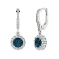 thumbnail image 1 of 14K Solid Gold Lever Back Stud Earrings for Women | 2.235 cttw Round Cut Natural London Blue Topaz | White Gold, 1 of 5