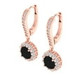 thumbnail image 1 of 2.23Ct Round Cut Halo Drop Dangle Black Natural Onyx 18K Rose Solid Solid Gold Everyday Dainty Earrings Lever Back, 1 of 7
