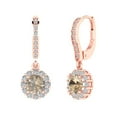 thumbnail image 1 of 14K Solid Gold Lever Back Stud Earrings for Women | 2.235 cttw Round Cut Yellow Moissanite | Rose Gold, 1 of 5