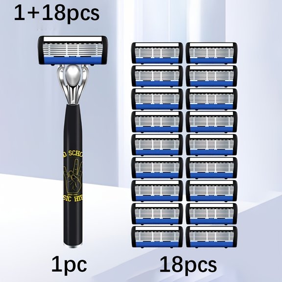2+24 6-blade, 1+18 6/7-blade Men's Safety Razor, 45° Articulated Head, Scratch-resistant 6/7-layer Stainless Steel Blades, for Both Wet and Dry Use, Convenient Manual Shaver for Men
