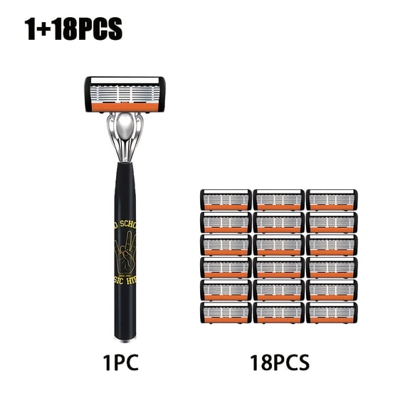 2+24 6-blade, 1+18 6/7-blade Men's Safety Razor, 45 Articulated Head, Scratch-resistant 6/7-layer Stainless Steel Blades, for Both Wet and Dry Use, Convenient Manual Shaver for Men