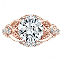 2.24 Carat Round Moissanite & Natural Diamond Vintage Style Engagament Ring 14K Solid Gold Rose Gold Ring Size-5