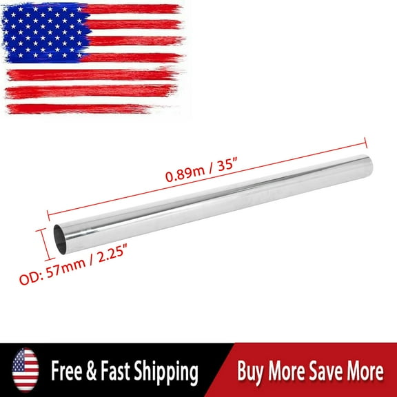 2.25'' 57MM Universal Custom Exhaust Straight Pipe T304 Stainless Steel Tubing Piping 35'' Length