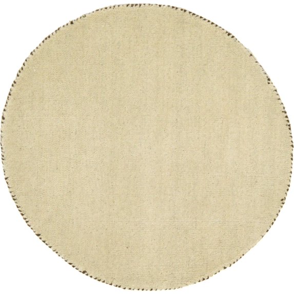 2.25' Beige Solid Hand Knotted Round Wool Area Throw Rug