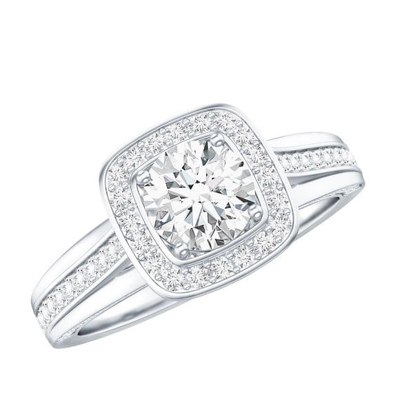 2.25 CT Classic Moissanite Engagement Ring for Women in Gold, Moissanite Accent Ring, 925 Sterling Silver, US 4.00