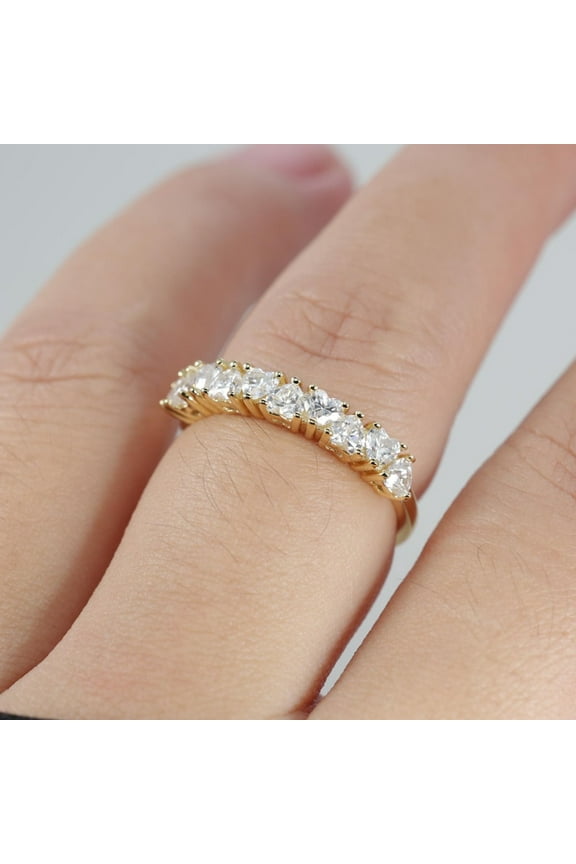 2.25 CT Heart Cut Half eternity band Diamond wedding ring band gold matching band ring Bridal ring