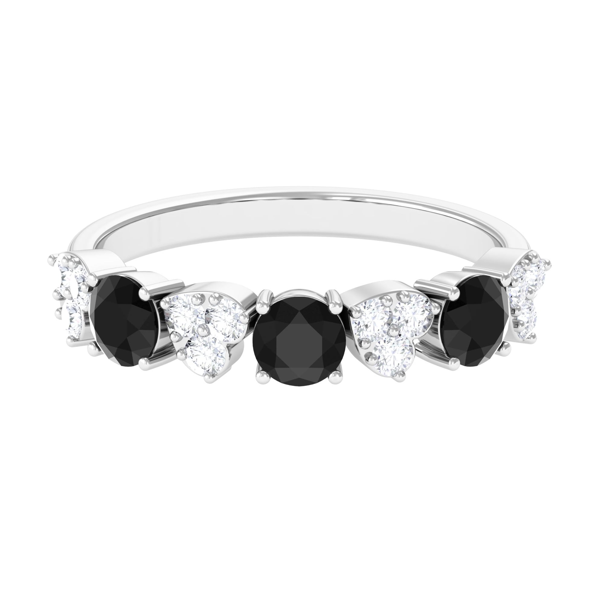 6 Carat Lab Created Black Diamond Ring - Three Stone, 10mm Cushion Cut, 14K Solid Gold, With Moissanite