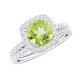 thumbnail image 1 of Rosec Jewels Peridot Wedding Bridal Ring Set of 2 - Peridot Engagement Ring with Enhancer - AAA Quality - with Jewelry Box, 925 Sterling Silver, US 4.00, 1 of 8