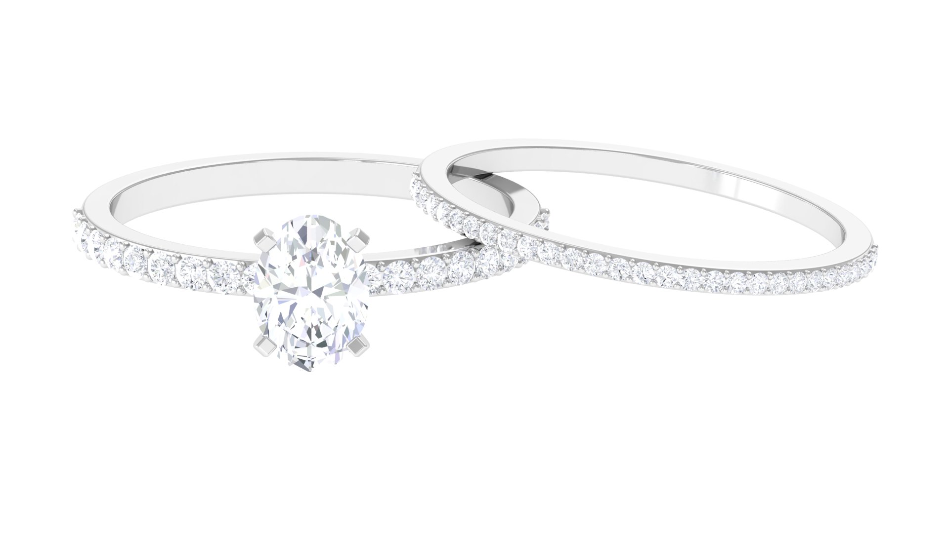 2.25 CT Round and Oval Cut Zircon Wedding Ring Set for Women, Cubic