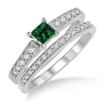 thumbnail image 1 of 2.25 Carat 6mm Princess Cut Diamond Moissanite Engagement Ring Antique Flower Bridal Set on 10k White Gold, 1 of 2