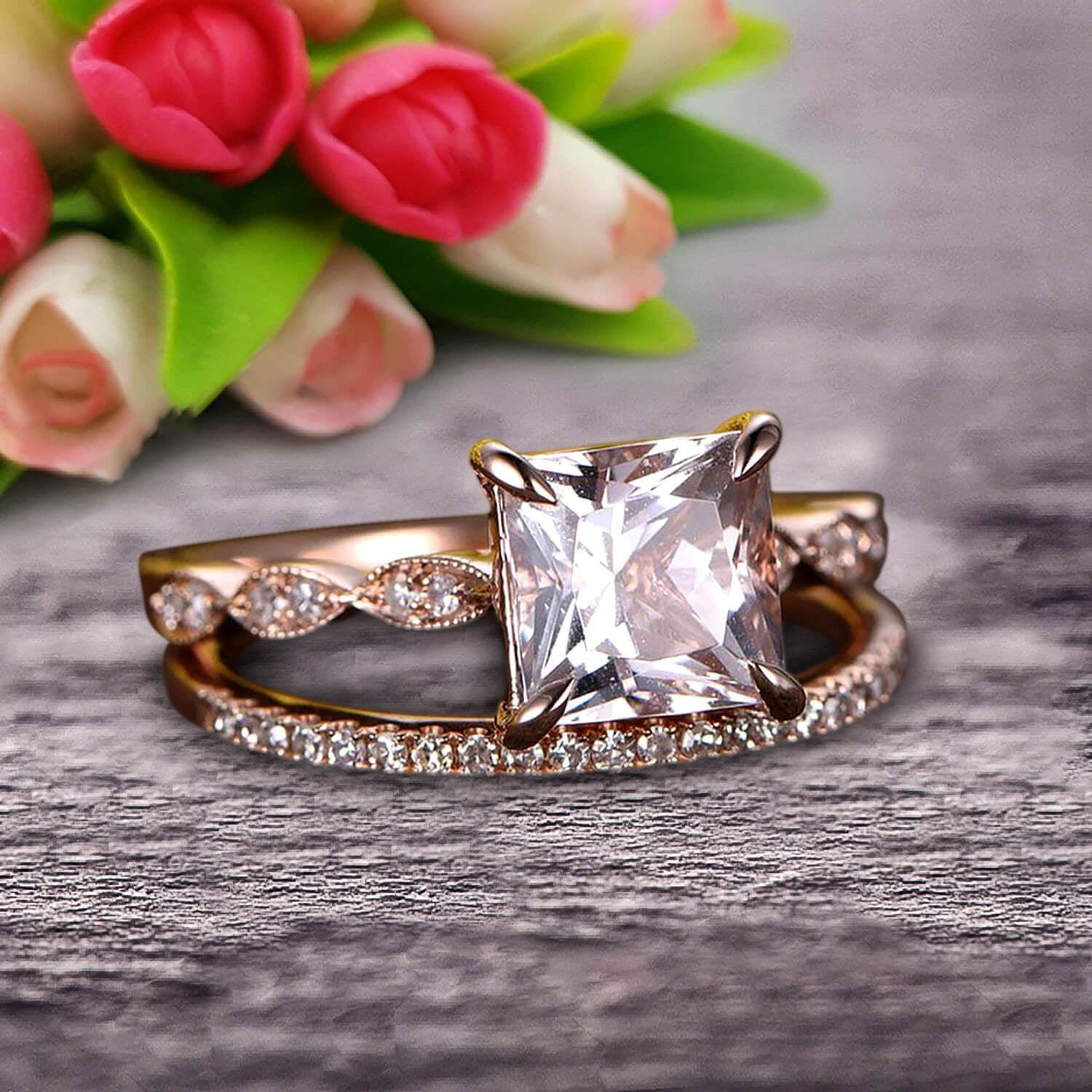 Lane morganite shop bridal set