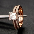 thumbnail image 1 of 2.25 Carat 6mm Princess Cut Morganite and Diamond Moissanite Bridal Wedding Ring Set Bestselling Design with 18k Gold Plating, 1 of 5