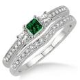 thumbnail image 1 of 2.25 Carat 6mm Princess Cut Three Stone Bridal Set on 10k White Gold, 1 of 3