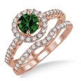 thumbnail image 1 of 2.25 Carat 6mm Round Cut Antique Floral Halo Diamond Moissanite Engagement Ring Bridal Set on 10k Rose Gold, 1 of 2